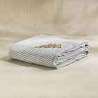 Drap Plat en Lin Lavé Rayure Silex
