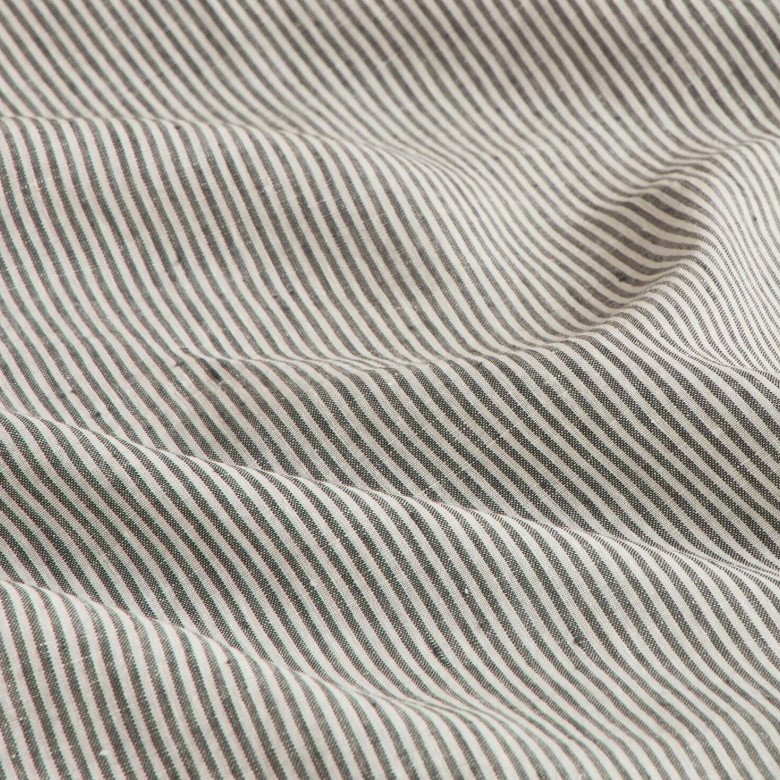 Drap Plat en Lin Lavé Rayure Silex - Embrin