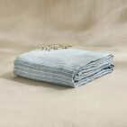 Drap Plat en Lin Lavé Rayure Ardoise