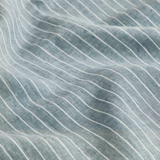 Drap Plat en Lin Lavé Rayure Ardoise