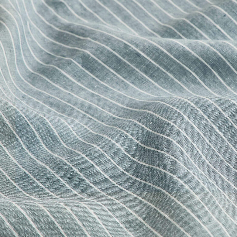 Drap Plat en Lin Lavé Rayure Ardoise - Embrin