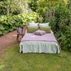 Housse de Couette en Lin Lavé Rayure Petit Pois