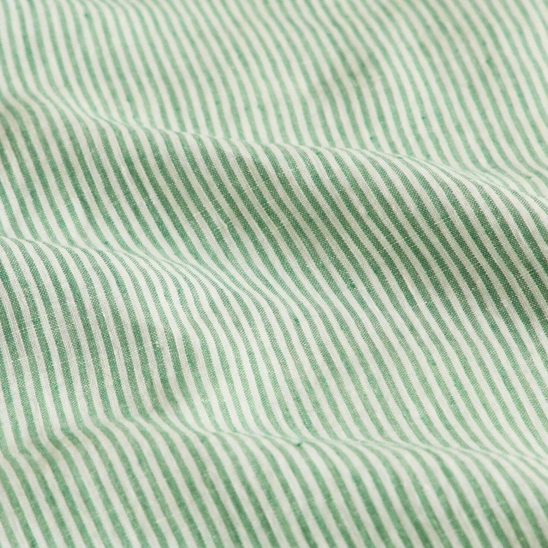 Housse de Couette en Lin Lavé Rayure Sauge - Embrin