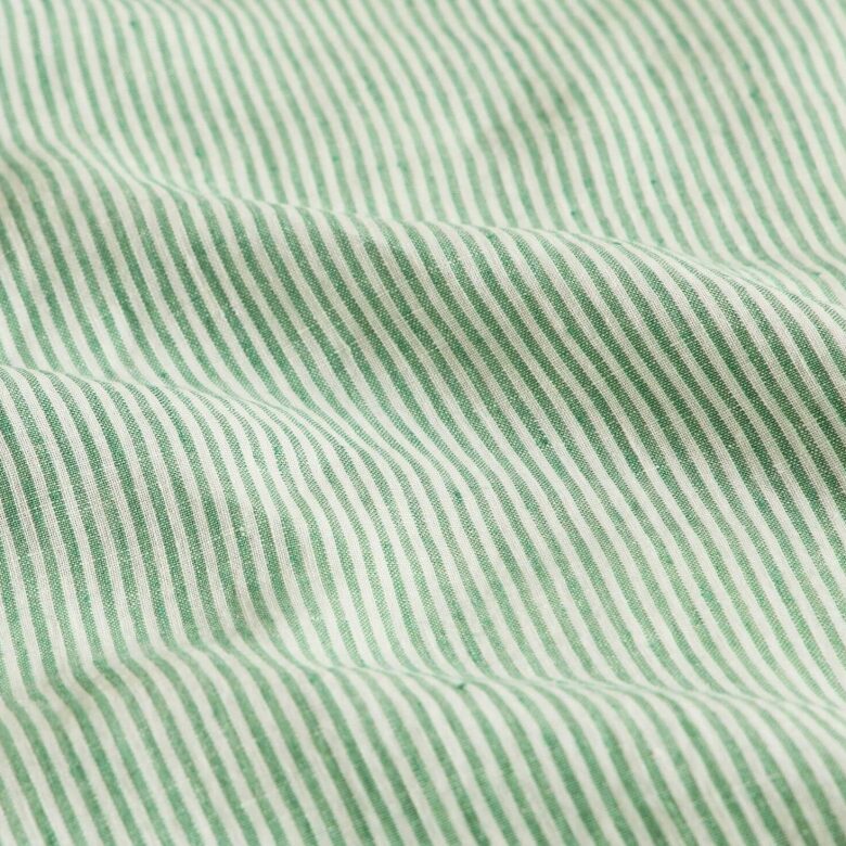 Housse de Couette en Lin Lavé Rayure Sauge - Embrin