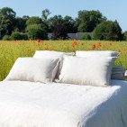 Housse de Couette en Lin Lavé Rayure Naturel