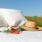 Housse de Couette en Lin Lavé Rayure Naturel