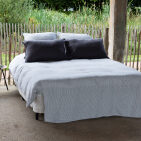 Housse de Couette en Lin Lavé Rayure Silex