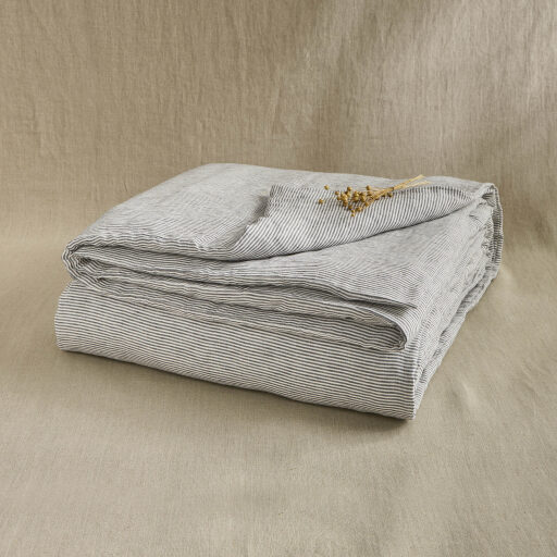 Housse de Couette en Lin Lavé Rayure Silex