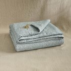 Housse de Couette en Lin Lavé Rayure Ardoise