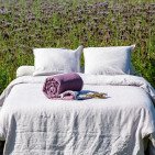 Taie d’Oreiller en Lin Lavé Rayure Prune