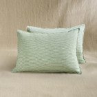 Taie d’Oreiller en Lin Lavé Rayure Sauge