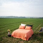 Drap Plat en Lin Lavé Abricot