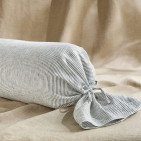 Taie de Traversin en Lin Lavé Rayure Silex