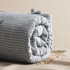 Courtepointe en Lin Lavé Rayure Ardoise