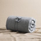 Courtepointe en Lin Lavé Rayure Ardoise