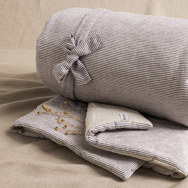 Washed Linen Quilt Prune Stripe