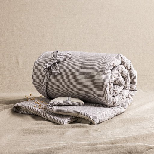 Courtepointe en Lin Lavé Rayure Prune