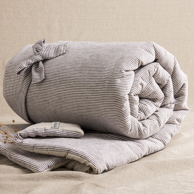 Courtepointe en Lin Lavé Rayure Prune - Embrin