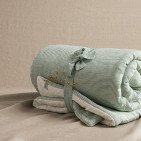 Courtepointe en Lin Lavé Rayure Sauge