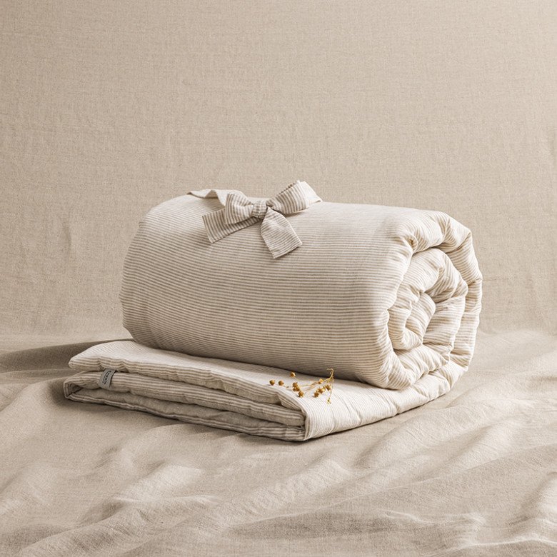 Courtepointe en Lin Lavé Rayure Naturel - Embrin