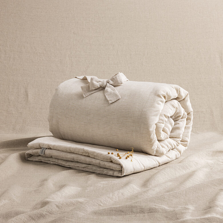 Courtepointe en Lin Lavé Rayure Naturel - Embrin