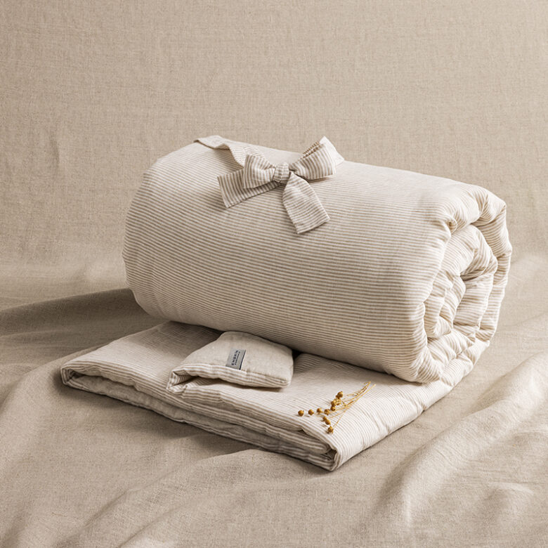 Courtepointe en Lin Lavé Rayure Naturel - Embrin