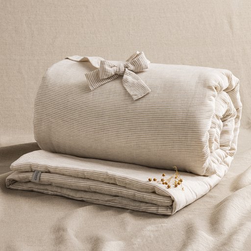 Courtepointe en Lin Lavé Rayure Naturel