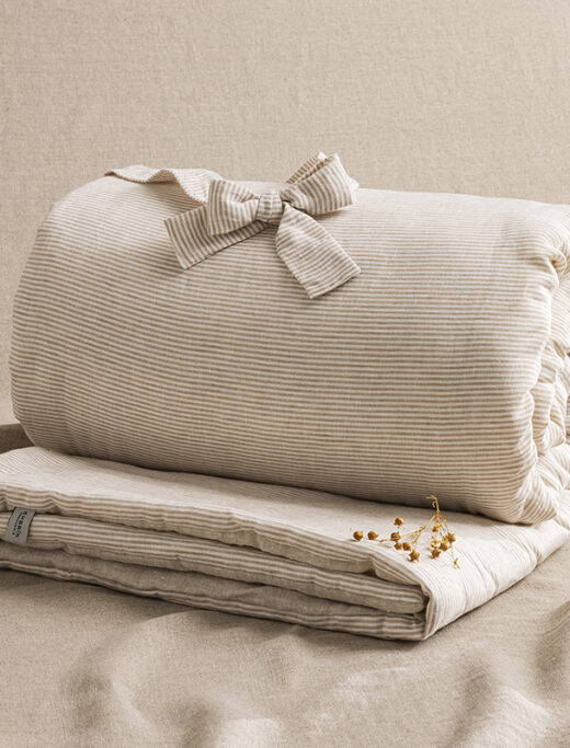 Courtepointe en Lin Lavé Rayure Naturel