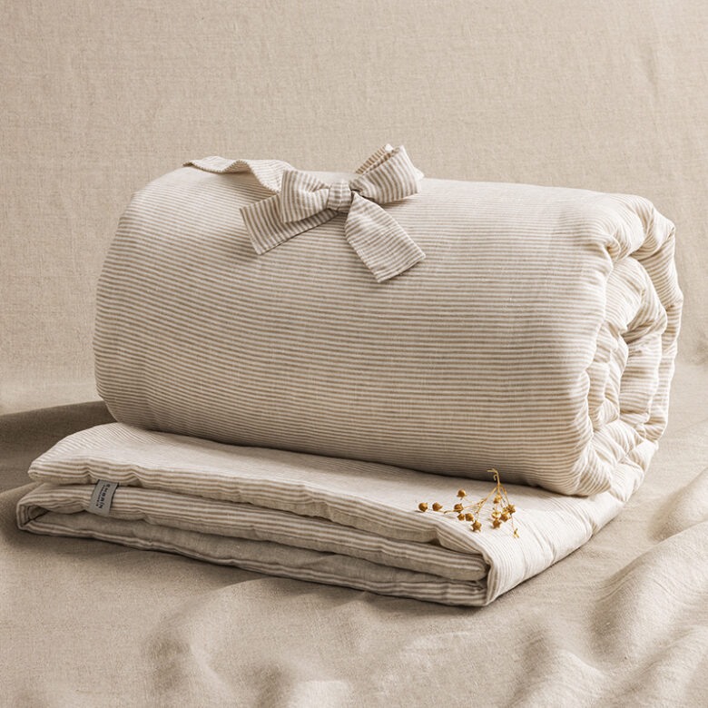 Courtepointe en Lin Lavé Rayure Naturel - Embrin