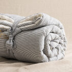 Courtepointe en Lin Lavé Rayure Silex