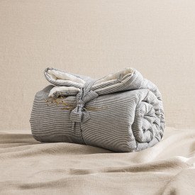 Courtepointe en Lin Lavé Rayure Silex