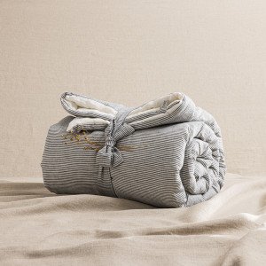 Courtepointe en Lin Lavé Rayure Silex