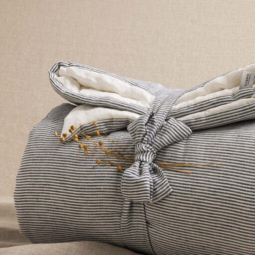 Courtepointe en Lin Lavé Rayure Silex