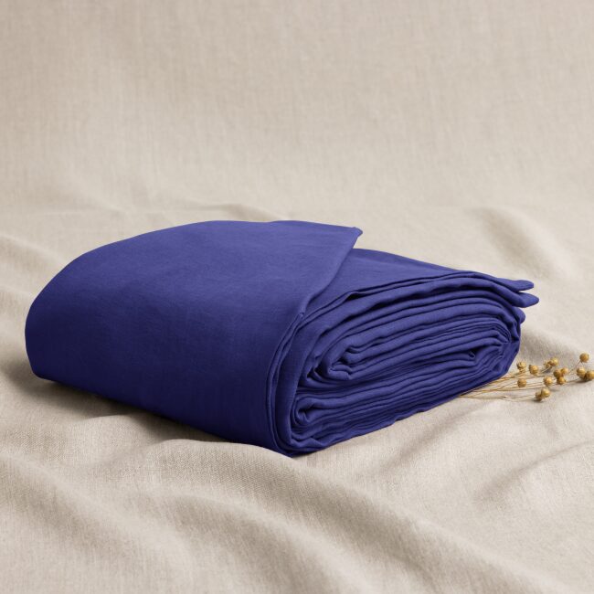 Housse de Couette en Lin Lavé Indigo