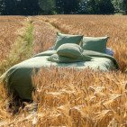 Housse de Couette en Lin Lavé Vert Olive