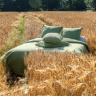 Housse de Couette en Lin Lavé Vert Olive