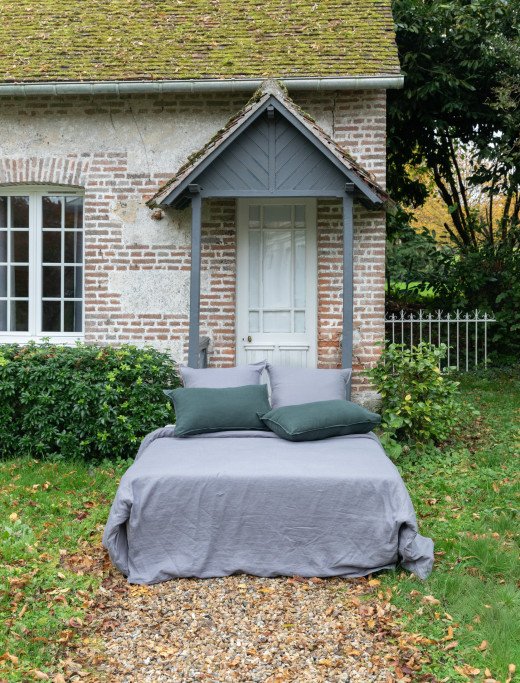 Housse de Couette en Lin Lavé Gris Cendre