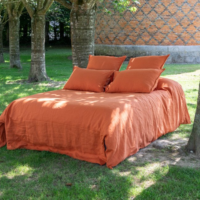 Housse de Couette en Lin Lavé Tomette