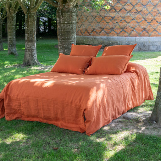 Housse de Couette en Lin Lavé Tomette