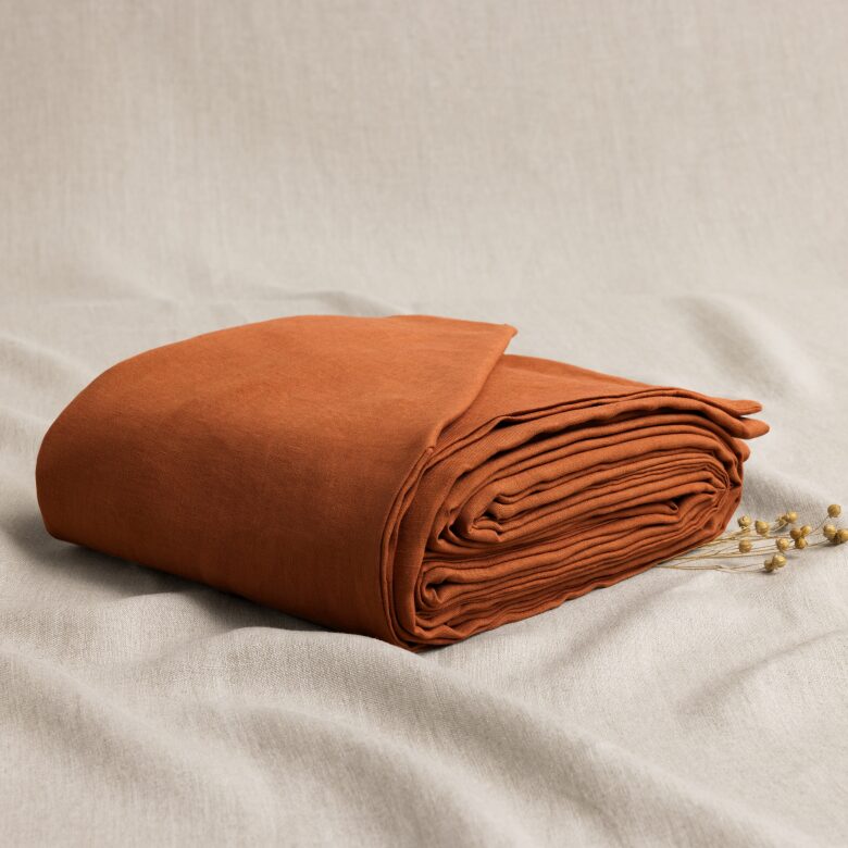 Housse de Couette en Lin Lavé Tomette - Embrin