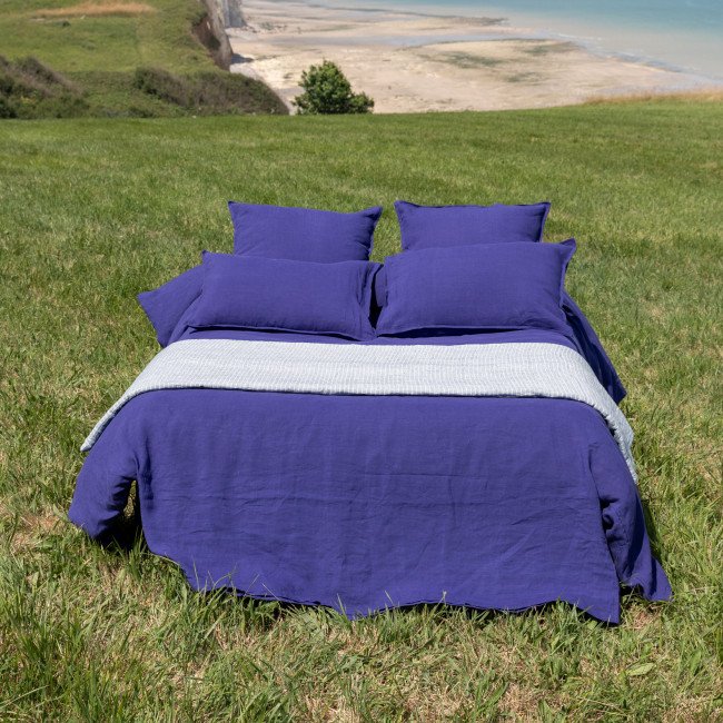 Drap Housse en Lin Lavé Indigo