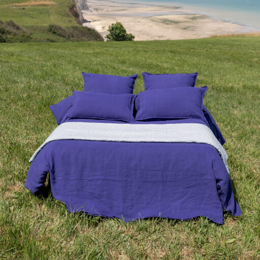 Drap Housse en Lin Lavé Indigo
