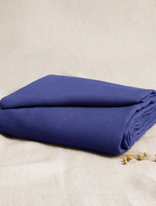 Drap Housse en Lin Lavé Indigo