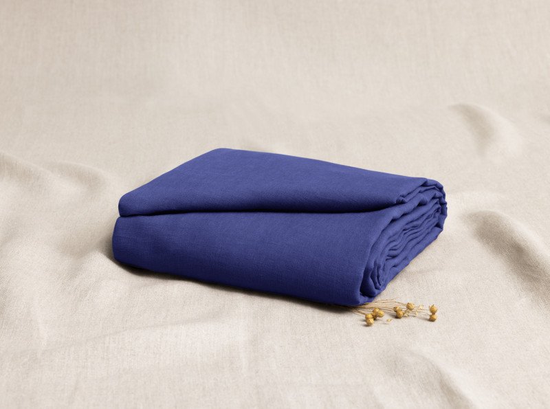 Drap Housse en Lin Lavé Indigo