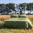 Drap Housse en Lin Lavé Vert Olive