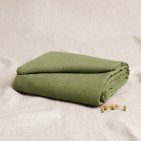 Drap Housse en Lin Lavé Vert Olive
