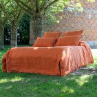 Drap Housse en Lin Lavé Tomette