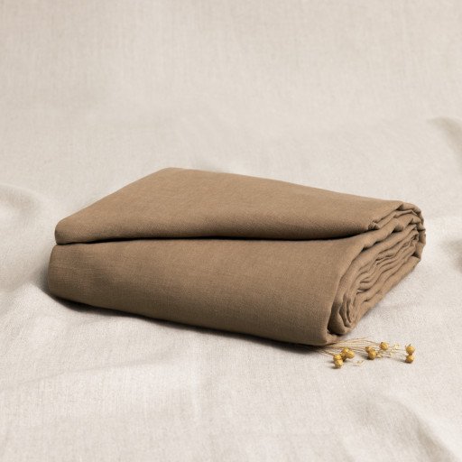 Drap Housse en Lin Lavé Noisette