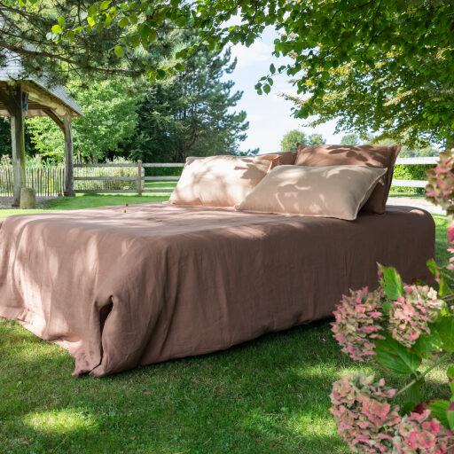Drap Housse en Lin Lavé Noisette