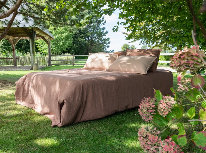 Drap Housse en Lin Lavé Noisette